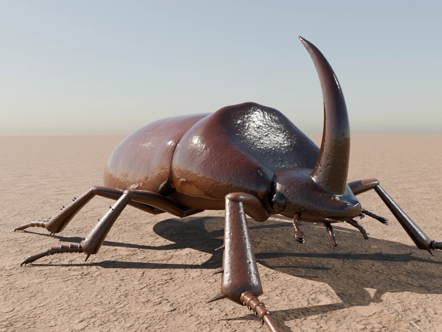 Render of the rhinoceros beetle model on a test surface